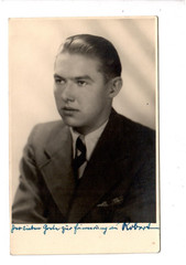 13737-Photo postcard * portrait of men * dedication Bielitz Silesia 1940s