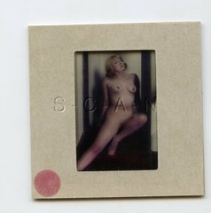 Org Nude 1950s-60s 35mm Slide / Negative- Endowed Blond Woman- Legs- On Steps #5