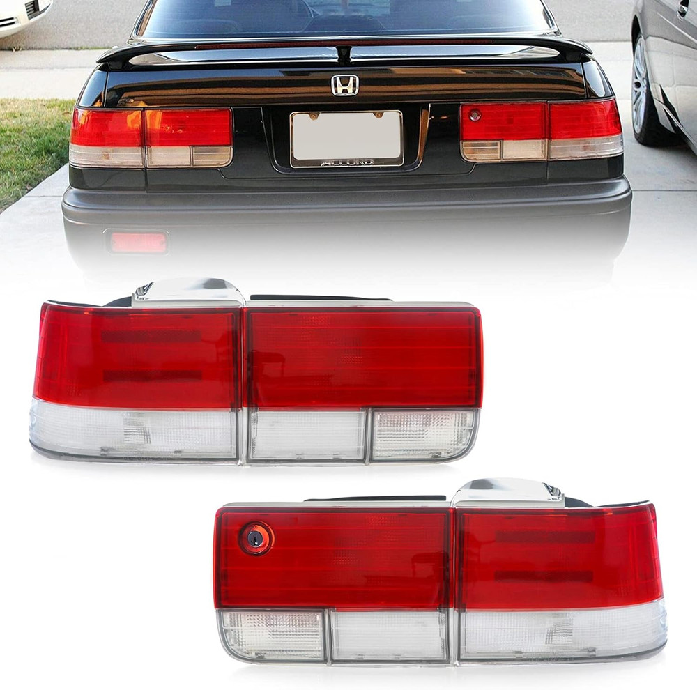 USR 92-93 Accord Tail Lights – JDM Style Red/Clear Rear Tail Lamps Set (Left + R