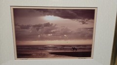 Oregon Coast 1977 Sunset Person on Horse Crashing Waves