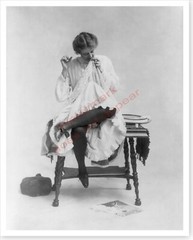 A Stitch In Time Woman Mending Her Dress Nostalgic 1904 Silver Halide Photo