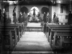 vintage fine art glass negative, modern women in church, actress, unusual, 1930