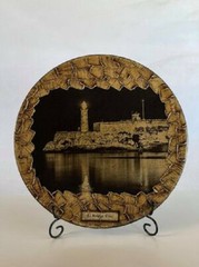 Original Cuban Art and Crafts on Old Recycled Record Disc. Title «El Morro»