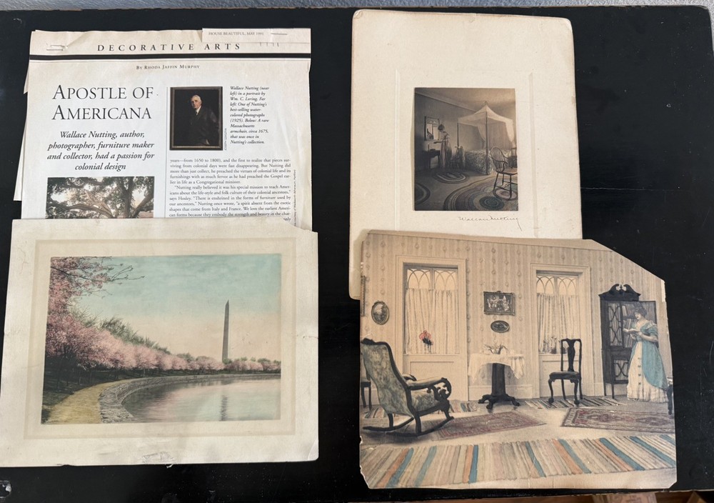 Antique Wallace Nutting Hand Colored Photo set c:1920 + Cherry Blossoms DC pic