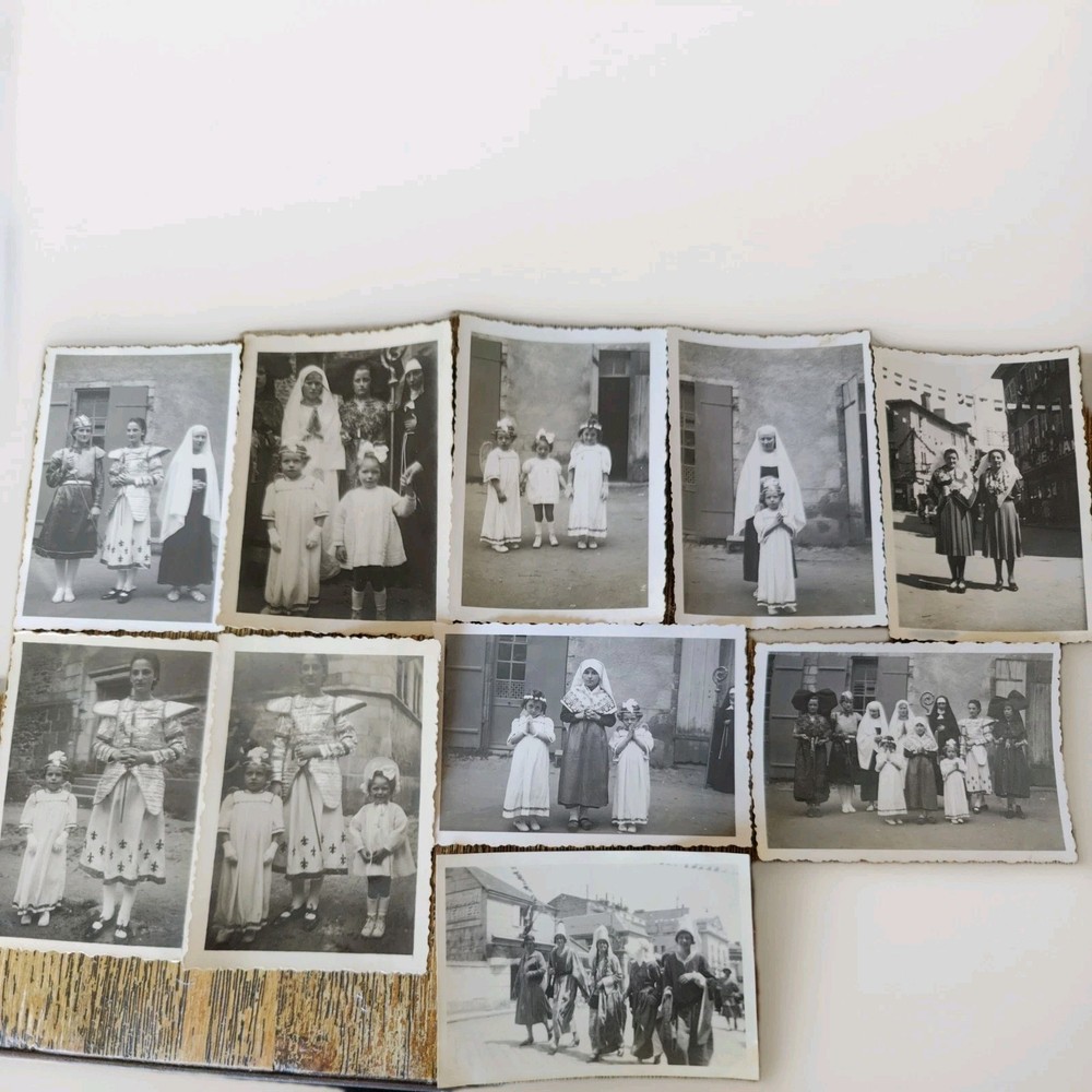 10 Original Photos 1920 Snapshot Religious Celebration In Alsatian Costume