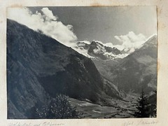 23x17cm on 42x32cm Beautiful Barite Photo Circa 1930 Mountains Signed Photo