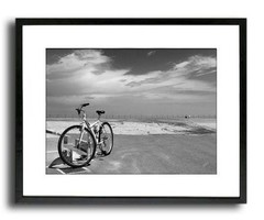 Boardwalk View With Bike In Antibes France Black And White12x16 Fine Art Print