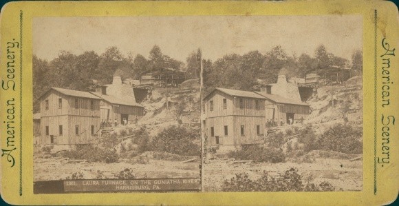 Stereo Photo Harrisburg Pensylvania, Laura Furnace on the Guniatha… – 10449029