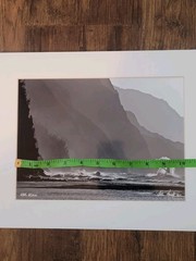 Signed Hauft Photograph Kee Beach Wave B&W Surf Photography Matted Print