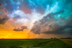 Storm Clouds Photography Print: Kansas Sunset Thunderstorm Weather Sky Photo