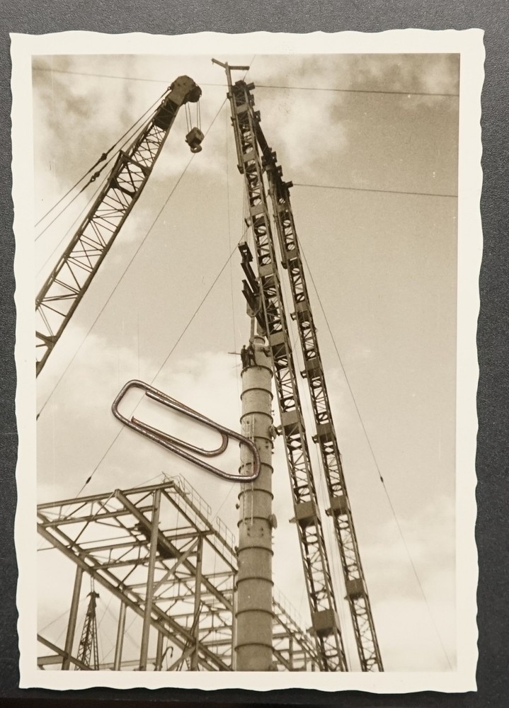 Photo View Plant Factory Germany Industrial Metalwork Work Chemical Tower Crane