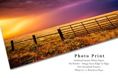 Western Photography Print – Picture of Stormy Sky Over Fence Gate in Oklahoma