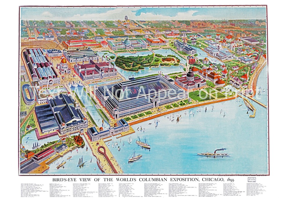 1893 Columbian Exposition, Chicago, IL Map Art Print 13″ x 19″ Reproduction