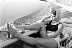 Sophia Loren in Boat Enjoys the View Photo Print Poster