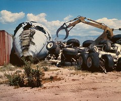 VINTAGE AIRCRAFT AIRPLANE SALVAGE SCRAPYARD SURREAL LANDSCAPE COLOR PHOTOGRAPH