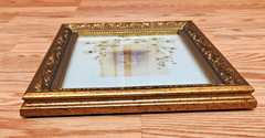 Lot 2 Vintage Gold Framed Black White Portrait Photographs Hand Painted Flowers