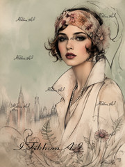 Digital Art Image Painting Portrait Women Houses Flowers City Wallpaper Desktop