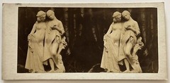 Amoureuse Stereo Photograph Of A Sculpture Vintage Album Circa 1858