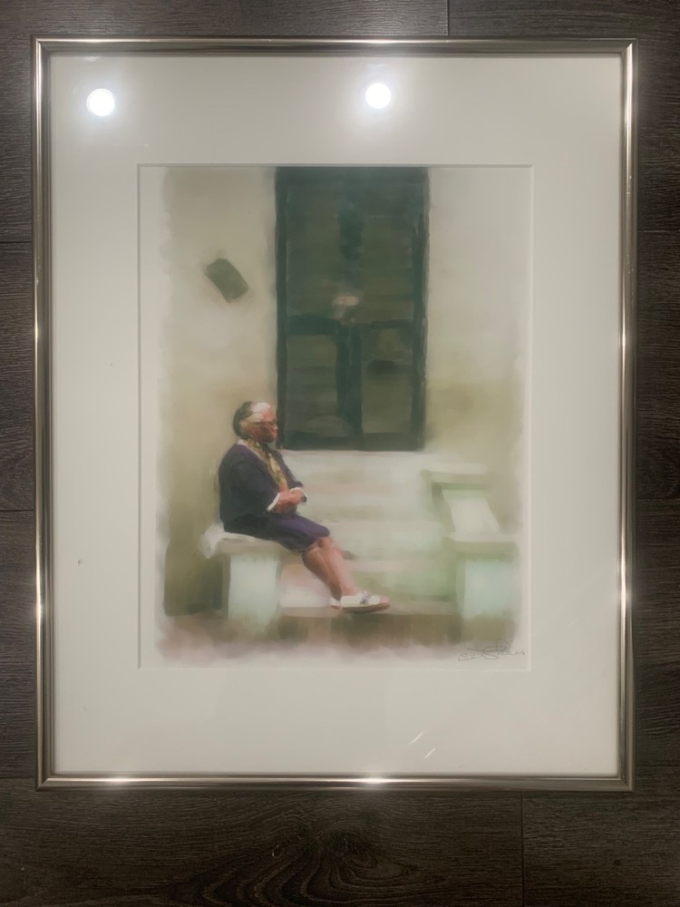 Bill Skees Signed Framed Print Doorstep Louisiana Woman 2006 Fine Art Giclée