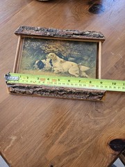 Vintage Gustavo Muss Arnolt British Spaniels Hunting Dogs In Rustic Bark Frame