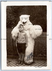 Man in Polar Bear Costume 1932 with Boy – 1930s – Photo 7x9cm