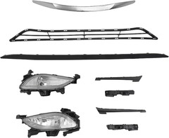 Front Bumper Grilles Headlights Fog Lights Kit Fit for 2011 2012 2013 Hyundai So