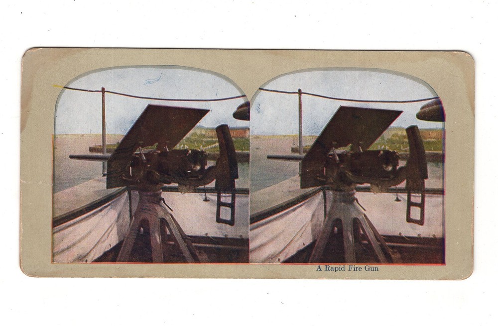 Stereoscopy Rapid Fire Gun mounted on am Battleship / USA