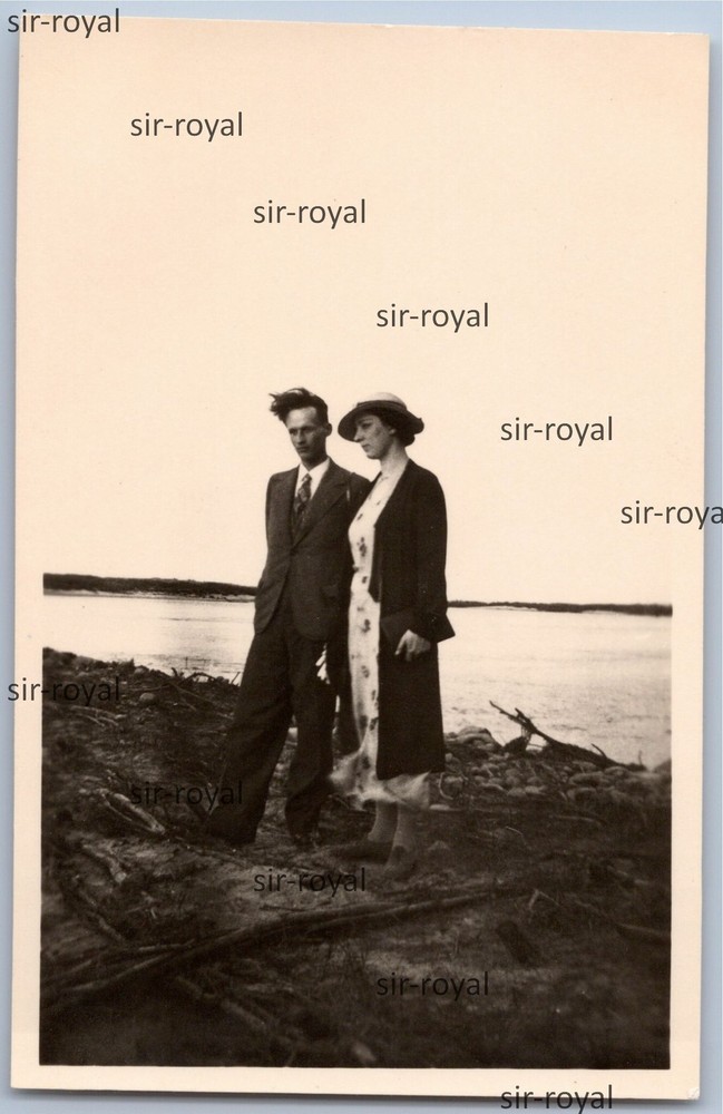 Tilsit 1935 – Couple on the Memel – East Prussia 1930s – Photo 6x9cm