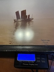 Vintage Asian Boat Photo Prints Framed Wall Art Pair China Hong Kong 15.5×12.5