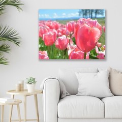 Pink Tulip Field, Abstract Floral Art – Fine Art Photo on Metal, Canvas or Paper