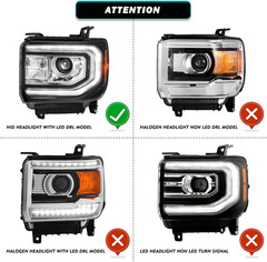 for 2016-2018 GMC Sierra 1500 [Hid/Xenon Model] Headlight Assembly with LED DRL