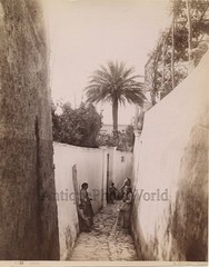 Capri people posing on narrow street antique albumen art photo Italy Sommer