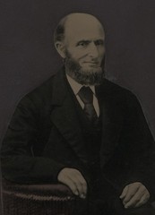 FOLK ART TINTYPE, PORTRAIT MAN WITH LINCOLN BEARD. TINTED, FULL PLATE.