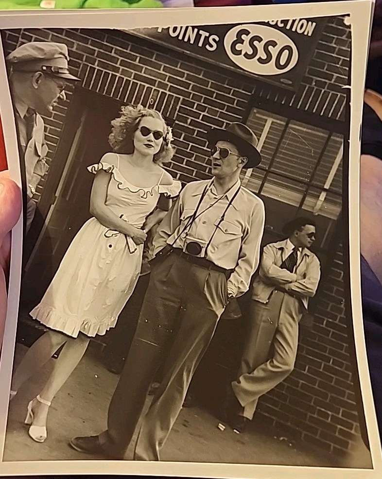 8 X 10 Photo From A Vintage Negative Of A Young Couple At An Esso Gas Station