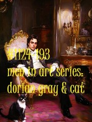 MALE PORTRAIT #1124-193- men in art -dorian gray and cat -free shipping in usa