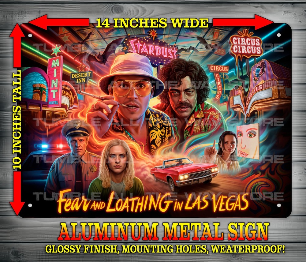 Fear and Loathing in Las Vegas 90s – Johnny Depp Metal Sign Wall Art 14″ x 11″