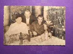 Alt Foto AK antik Weihnachten Christbaum Alkohol Christmas Family old Photo art