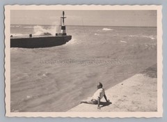 Gabicce Mare Italy 1957 – Perspective Man Signal Light – Vintage Photo 1950s