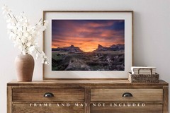 Scotts Bluff Photography Print: Nebraska Sunset Landscape Sky Prairie Photo