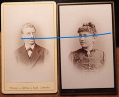 Ludwig Kollmar 1877 & his wife/2x CDV Karlsruhe & Landau I. Pf.