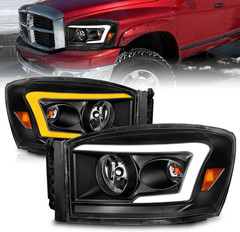 for 2006-2008 Ram Truck 1500 2500 3500 Switchback LED Tube Black Replacement Hea