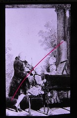 Mozart Wolfgang Amadeus Family Leopold in Paris Old Glass Picture 8.5 x 10 cm
