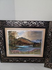 Vintage Pair Dufex Prints FJ Warren LTD Foil Landscape Matted In Plastic Frames