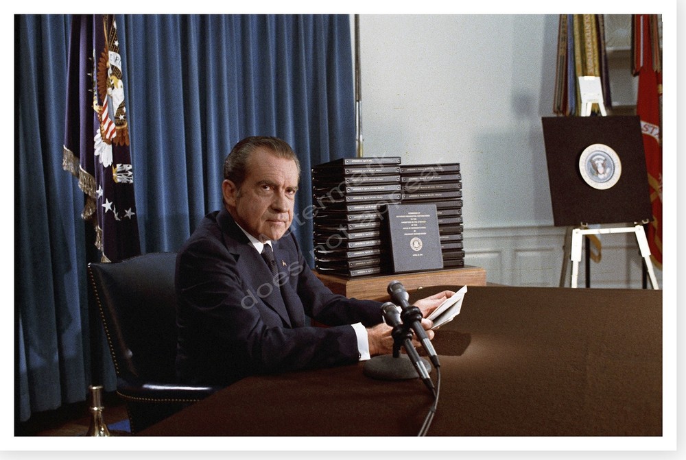 Richard Nixon Address To Nation About White House Tapes Silver Halide Photo