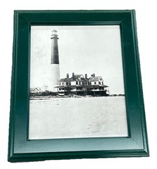 Vintage Barnegat Lighthouse Photo Keepers House NJ Hand Printed Framed Picture