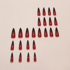 Press on Nails Extremely Long, Stiletto Halloween Black Red Ombre Gothic Fake N…