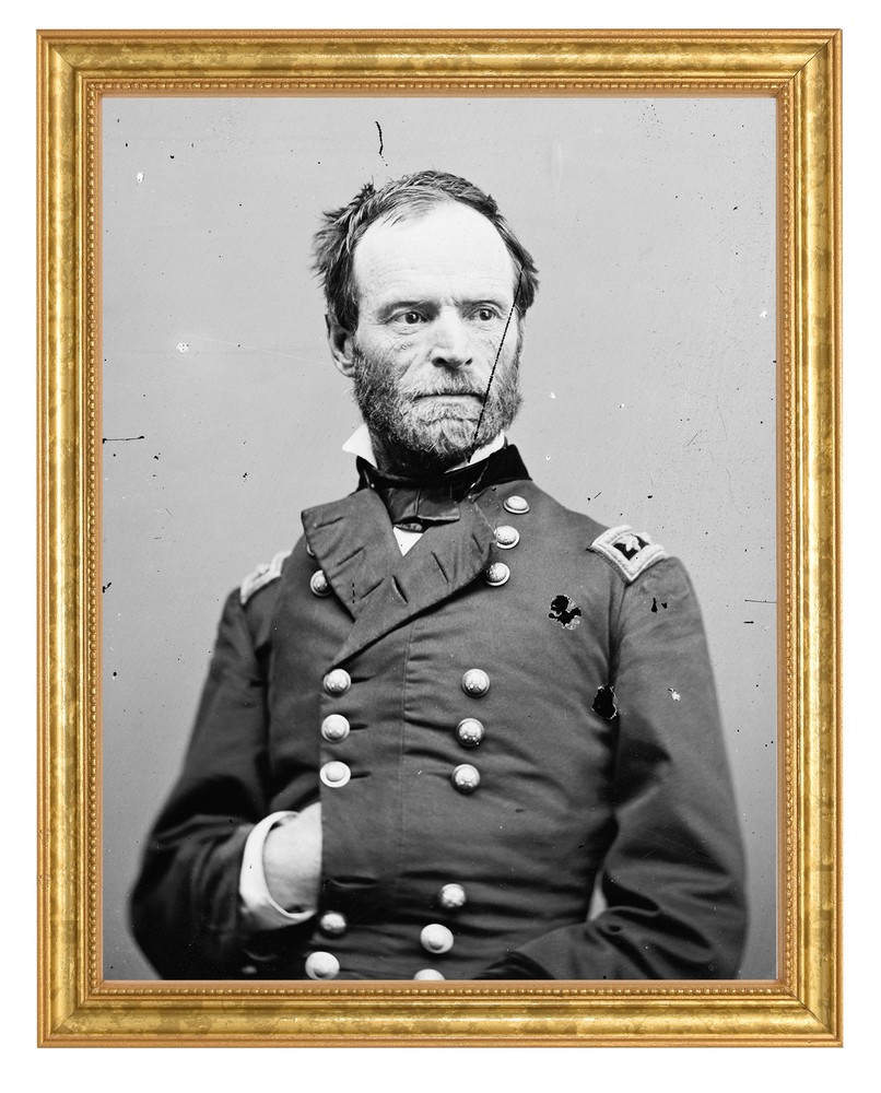 William T. Sherman Photograph in a Aged Gold Frame