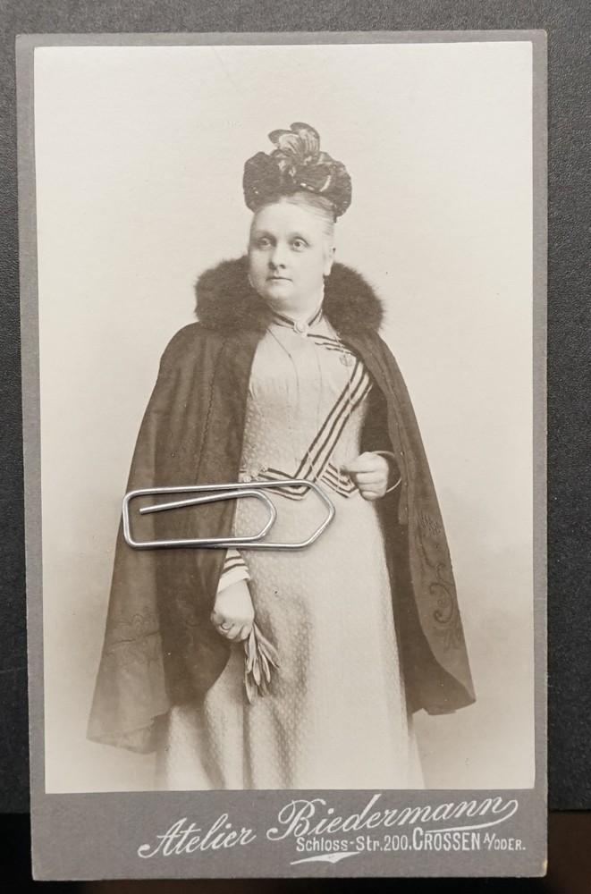 Photo CDV KAB portrait businesswoman Eisermann Crossen or Poland fur hat picture