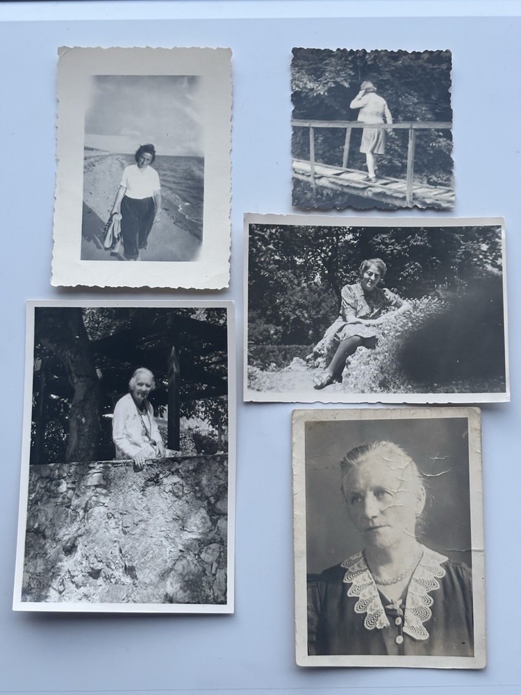 📸 Mixed Lot 5x Old B/W Photos Women ~1930-1950 Vintage Portrait & Nature ~7×10