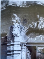 Vintage PALACIO VIENNA HOTEL B&W Photograph. Cuba Bike Street Vendor